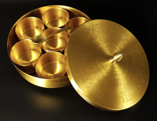 Traditional Brass Spice Box (Masala Dabba- Anjaraipetti)